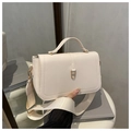 Borsa a tracolla in pelle PU bianco crema con dettagli trapuntati e fibbia metallica - Bianco