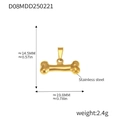 Polished gold bone pendant in stainless steel showing size 14.5mm by 19.8mm dimensions - Bone Shape (D08-Gold Tone Pendant)