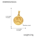 Spécifications de taille pour le pendentif pièce en acier plaqué or 18k - Relief de Pièce de Portrait Rond (D58) / Or