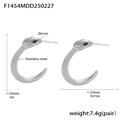 Pendientes de serpiente con circonitas verdes en acero inoxidable chapado en oro 18k - Plata Ojos Verdes