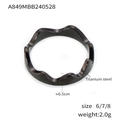 Detail specifications of black wavy titanium steel ring with 0.5cm width and 18K gold plating - US 6 / Wave Style Ring (A849) / Black