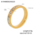 Detailed specs of a 4mm gold-plated stainless steel double-layered zircon ring - Size 5 / Single Row Full Pave / Gold