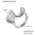 Irregular twisted geometric ring in polished silver stainless steel finish - US 6 / Steel