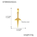 Spécifications de taille pour le pendentif épée dorée en acier inoxydable 47,9mm - Forme de l'épée Croisée (D70) / Or