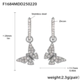 Gold-plated stainless steel butterfly earrings with white zircon pavé setting and sizing - Steel Color Butterfly Style (F1684)