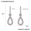Silver drop earrings in stainless steel with pavé zircon setting for a minimalist look - Steel Color Teardrop Style (F1685)