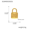 Detailed technical drawing of golden stainless steel lock pendant with dimensions and weight - Keyhole Padlock (D23 Gold-tone Pendant)