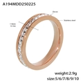 Detailed view of 4mm rose gold stainless steel ring with zircon inlays and dimensions - Size 5 / Single Row Full Pave / Rose Gold