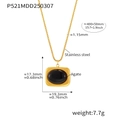 Detaillierte Größenangaben der 18k vergoldeten Edelstahlkette mit schwarzem Achat - Schwarze Achat-Halskette (P521) / Gold