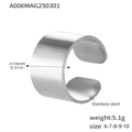 Polished silver stainless steel wide band open ring in a minimalist industrial style - US 6 / Steel Color Ring (A006)
