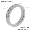 Polished titanium steel ring with sparkling zircon inlays in 4mm width for women - Size 5 / Single Row Full Diamond Style (A194) / Steel