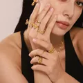 Irregular 18K gold-plated titanium steel rings featuring butterfly and leaf designs - US 7 / Combination Design Style (A133) / Gold