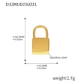 Detailed view of a small golden stainless steel padlock pendant with precise dimensions - Square Padlock (D32-Gold Pendant)
