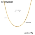 Detailansicht der 2mm Gold-Edelstahl-Perlenkette mit 400+50mm Längenangaben für Damen - Perlenkette (P518) / Gold