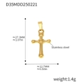 Detailed size chart for 18k gold plated stainless steel cross pendant showing dimensions - Ball Head Cross (D35-Gold Pendant)