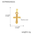 Macro detail of gold-plated stainless steel cross pendant with diagonal textured engraving - Twill Cross (D37-Gold Tone Pendant Only (Without Chain))