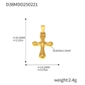 Polished golden stainless steel cross pendant featuring a smooth liquid metal texture finish - Molten Cross (D38-Gold Color Pendant)