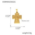 Golden stainless steel Jesus head cross pendant with precise measurements 28.7x16.4mm - Jesus Head Cross Gold-Tone Pendant Only (Without Chain) (D39)