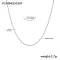 Zweilagige Perlenkette aus silbernem Edelstahl mit quadratischem Zirkonia-Anhänger - Perlenkette (P518) / Stahlfarben