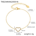 Dettaglio del bracciale con ciondolo a cuore dorato da 16 più 5 cm e chiusura a moschettone - 16+5cm / Bracciale a Cuore Oro (TXE234)