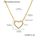 Specifiche tecniche della collana con cuore traforato dorato e zirconi brillanti - 40+5cm / Collana a Cuore Oro (TXP234)