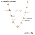 Detailed specs of stainless steel gold necklace with pink natural stone beads - White Natural Stone (P2155)