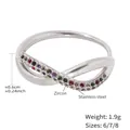 Silver stainless steel infinity ring with colorful zircon stones in a crossover style - US 7 / Steel Mixed Color Zircon Ring / Steel
