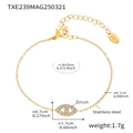 Detailed view of evil eye gold bracelet with zircon inlay and size dimensions - Gold Zirconia Bracelet (TXE239) / 16+5cm
