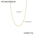 Detail of titanium steel gold beaded chain necklace with 40 plus 5cm length specifications - Cross Bead Chain Necklace / Gold