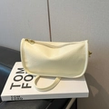 Sac à main en cuir PU blanc crème avec imprimé mode et fermeture éclair dorée style épuré - Blanc Sans Pendentif