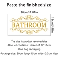 Detail view of gold Bathroom wall sticker with dimensions and packaging specifications - Gold Style (MS2444) / 15x30cm