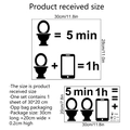 Pegatina creativa negra para inodoro con iconos de humor y avisos de tiempo para el baño - Comparación De Tiempo Humorística (MS002-YW) / Especificación Estándar