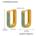 Detailed size specifications and weight for U-shaped earrings with turquoise stones - Gold Turquoise