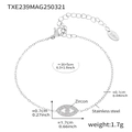 Silver stainless steel Evil Eye bracelet with 5A zircons and adjustable chain length - Steel Color Zirconia Bracelet (TXE239) / 16+5cm