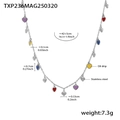Colorful multi-heart stainless steel chain necklace with drip oil enamel charms - Mixed Color Heart Necklace / 40+5cm / Steel