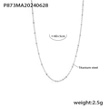 Elegant silver titanium steel bead chain necklace, 40+5cm length, 2.5g minimalist design - Cross Bead Chain Necklace / Silver