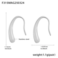 Orecchini a goccia minimalisti in argento acciaio inossidabile con design leggero - 1.6cm x 0.87cm / Acciaio Piccolo (F315-钢色小耳钉)