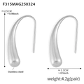 Orecchini a goccia minimalisti in acciaio inossidabile argento con finitura lucida - 2.5cm x 1.3cm / Acciaio Grande (F315-钢色大耳环)