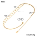 Parametri dettagliati delle dimensioni della collana a doppio strato con paillettes - Collana a doppio strato con paillettes a rombo dorate (P555)