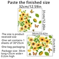 Detailed dimensions for sunflower and butterfly wall stickers with size guide and layout - Sunflower Butterfly Style (MS2166-KQ) / 25*30cm