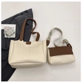 Set borsa tote bianca e borsa a tracolla con tracolla in stile bohémien ricamata - Bianco Sporco