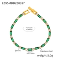 Bracciale tennis in acciaio dorato con smeraldi verdi e pietre di zircone trasparenti - Bracciale Zirconia Verde