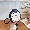Graziosa borsa a tracolla a forma di cupcake con motivo crema e dettaglio cuore - Nero