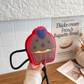 Borsa a tracolla rossa per bambina a forma di cupcake con dettaglio cuore blu - Rosso