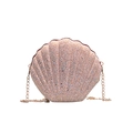 Roségoldene Umhängetasche in Muschelform mit Glitzerpailletten und feiner Metallkette - Rosa