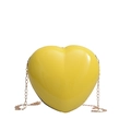 Mini yellow heart-shaped crossbody bag with glossy finish and gold chain strap - Yellow