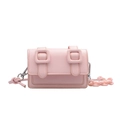 Roze mini crossbodytas voor dames met dubbele riemen en vierkante gespdecoraties - Roze
