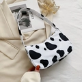 Piccola borsa quadrata in tela da donna con stampa mucca e tracolla in stile casual - Stampa mucca