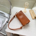 Bolso baguette rectangular marrón de piel sintética lisa con detalle de nudo en la correa - Marrón