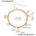 Dettaglio del bracciale in acciaio inossidabile con ciondoli a delfino e balena - Stile Pesciolino d'Oro (E267)